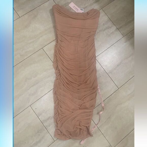 Oh Polly nude draped strapless dress size 10 New - Picture 6 of 16